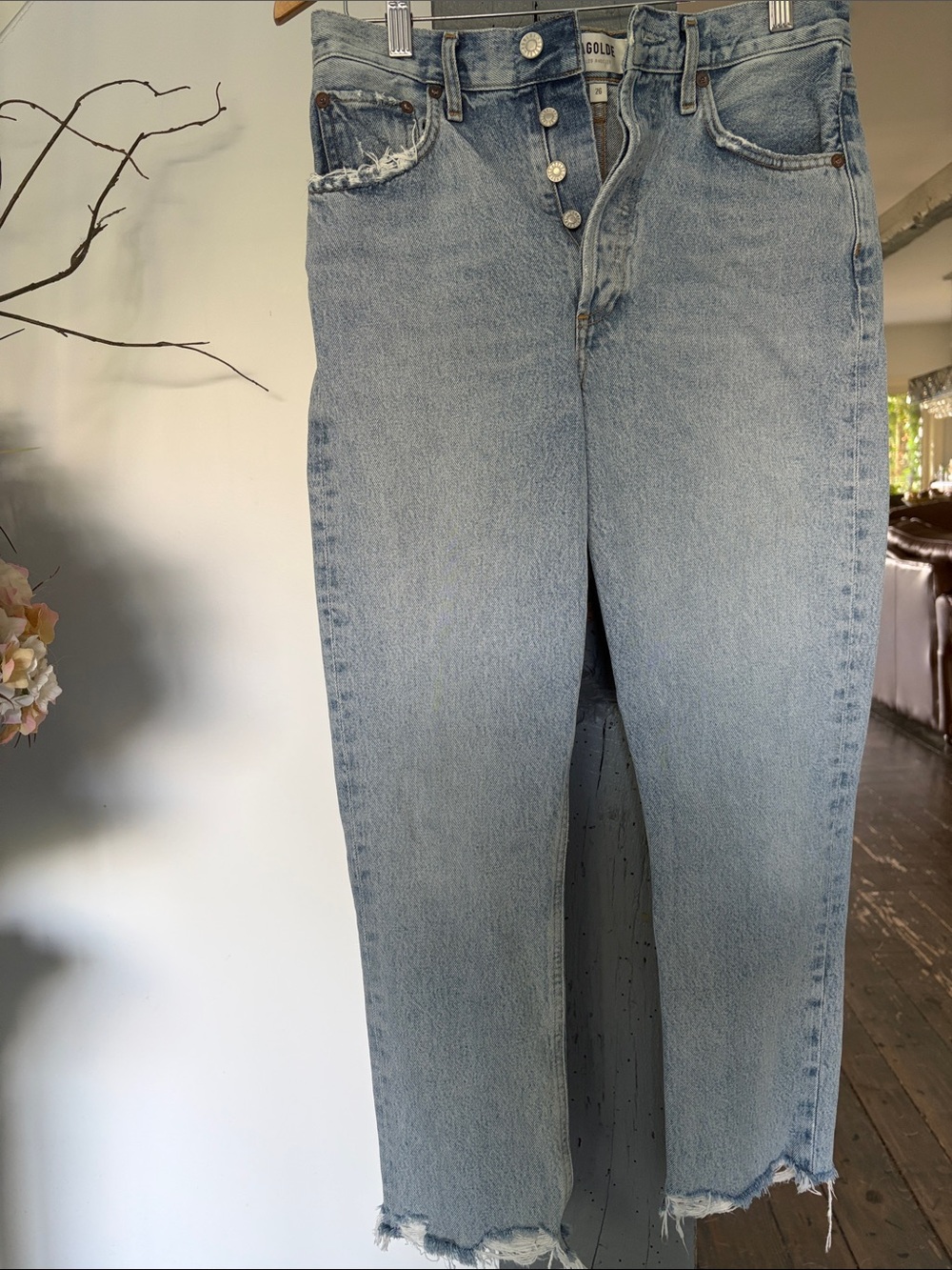 Agolde Light Blue High-Rise Cropped Straight Jeans